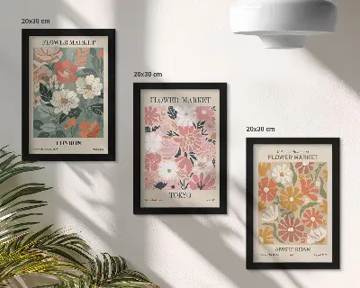 Posterpaket posters med blommönster från London, Tokyo och Amsterdam