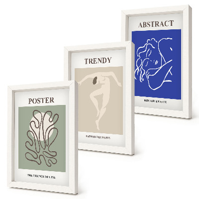 Triptyk tavla med ram Henri Matisses pastellillustrationer