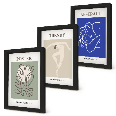 Triptyk tavla med ram Henri Matisses pastellillustrationer