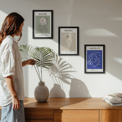 Triptyk tavla med ram Henri Matisses pastellillustrationer