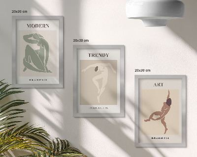 Tavelvägg med 3 tavlor Snygga karaktärer i minimalistiska nyanser