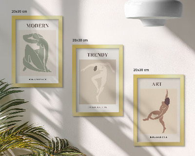 Tavelvägg med 3 tavlor Snygga karaktärer i minimalistiska nyanser