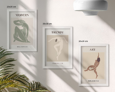 Tavelvägg med 3 tavlor Snygga karaktärer i minimalistiska nyanser