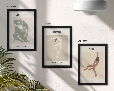 Tavelvägg med 3 tavlor Snygga karaktärer i minimalistiska nyanser