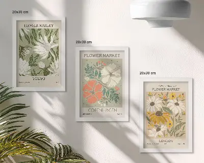 Triptyk med ram blommotiv från städer världen över