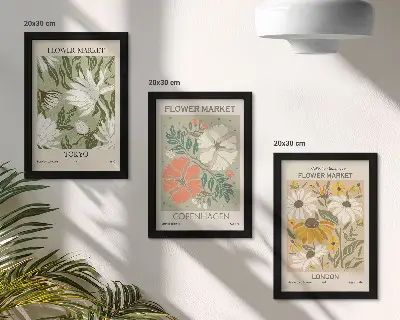 Triptyk med ram blommotiv från städer världen över