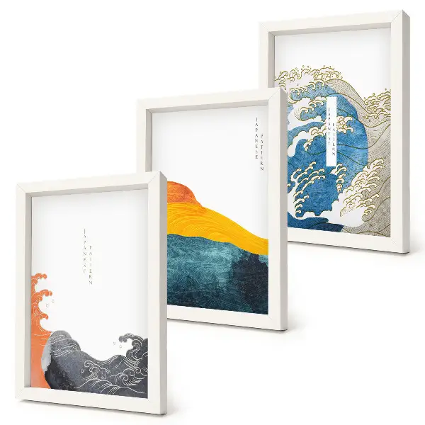 Posterpaket med vågor i japansk grafisk stil