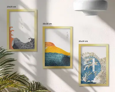 Posterpaket med vågor i japansk grafisk stil