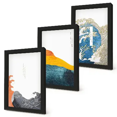 Posterpaket med vågor i japansk grafisk stil