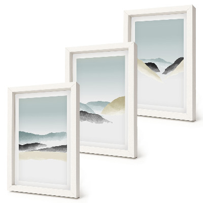 Triptyk tavla med ram Minimalistiska berg i delikata pasteller
