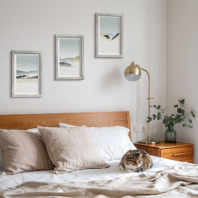 Triptyk tavla med ram Minimalistiska berg i delikata pasteller