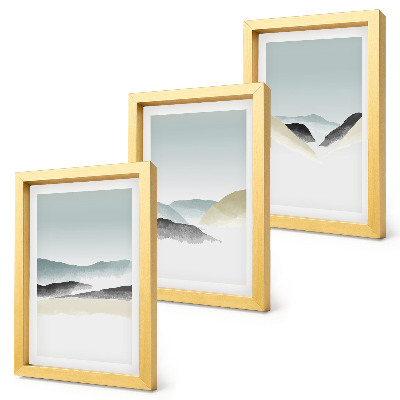 Triptyk tavla med ram Minimalistiska berg i delikata pasteller
