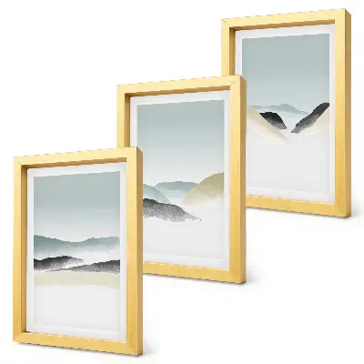 Triptyk med ram minimalistiska berg i pastellfärger