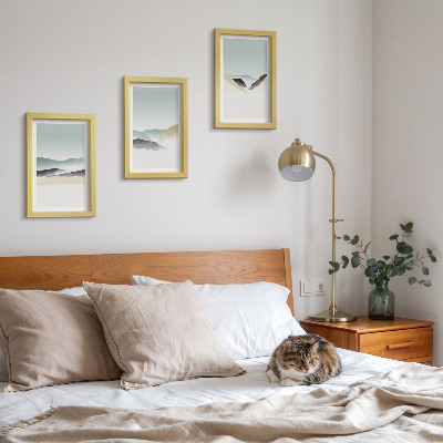 Triptyk tavla med ram Minimalistiska berg i delikata pasteller