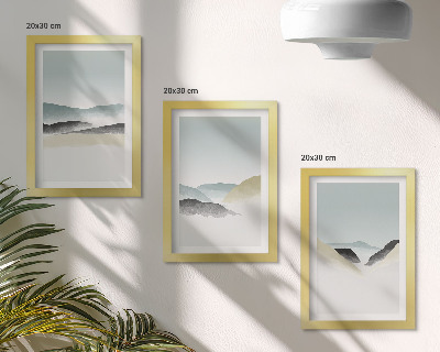 Triptyk tavla med ram Minimalistiska berg i delikata pasteller