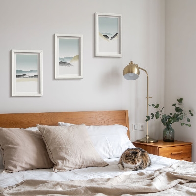 Triptyk tavla med ram Minimalistiska berg i delikata pasteller