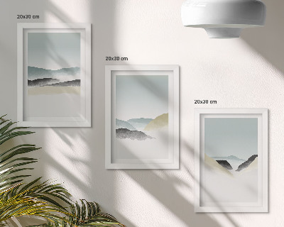 Triptyk tavla med ram Minimalistiska berg i delikata pasteller