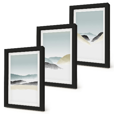 Triptyk tavla med ram Minimalistiska berg i delikata pasteller