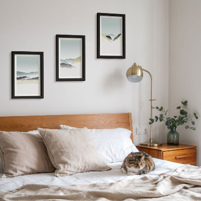 Triptyk tavla med ram Minimalistiska berg i delikata pasteller