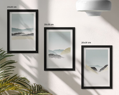 Triptyk tavla med ram Minimalistiska berg i delikata pasteller