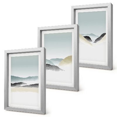 Triptyk tavla med ram Minimalistiska berg i delikata pasteller