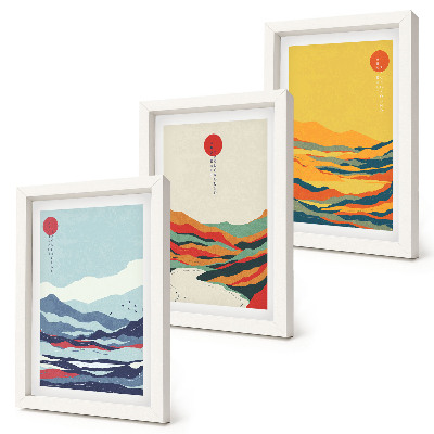 Posterpaket Färgglada abstrakta bergs- och flodlandskap
