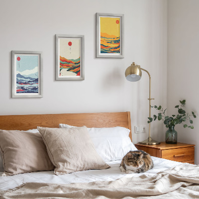 Posterpaket Färgglada abstrakta bergs- och flodlandskap
