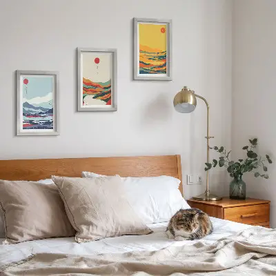 Posterpaket färgglada abstrakta motiv av berg och flodlandskap