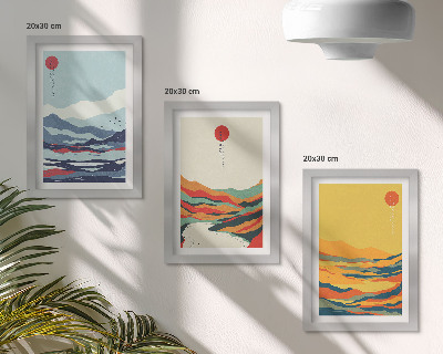 Posterpaket Färgglada abstrakta bergs- och flodlandskap