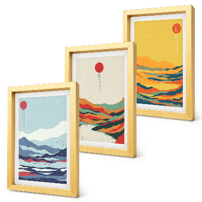 Posterpaket Färgglada abstrakta bergs- och flodlandskap