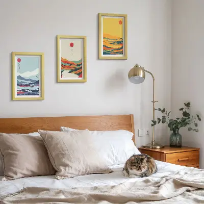 Posterpaket färgglada abstrakta motiv av berg och flodlandskap