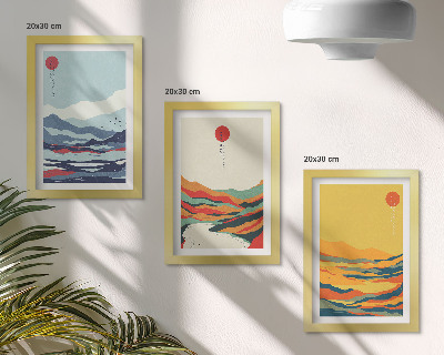 Posterpaket Färgglada abstrakta bergs- och flodlandskap