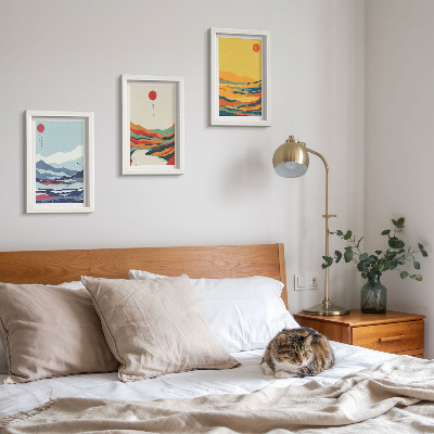 Posterpaket Färgglada abstrakta bergs- och flodlandskap