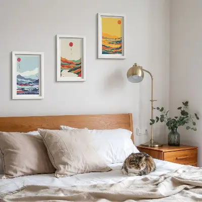 Posterpaket färgglada abstrakta motiv av berg och flodlandskap
