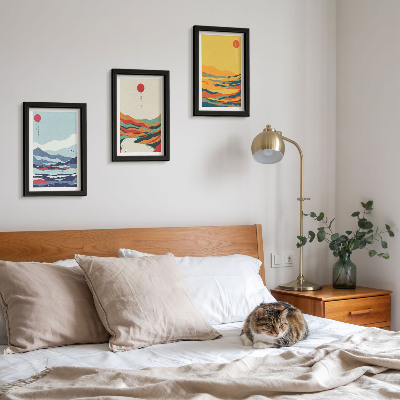 Posterpaket Färgglada abstrakta bergs- och flodlandskap