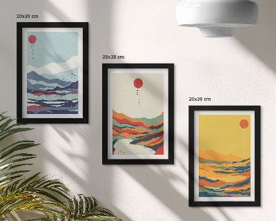 Posterpaket Färgglada abstrakta bergs- och flodlandskap