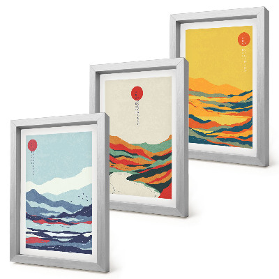 Posterpaket Färgglada abstrakta bergs- och flodlandskap