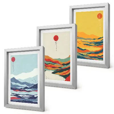 Posterpaket färgglada abstrakta motiv av berg och flodlandskap