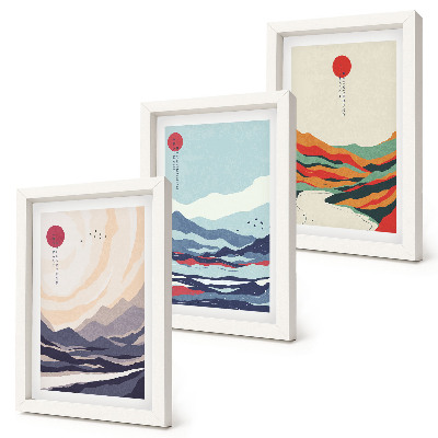 Posterpaket Japanska abstrakta bergslandskap