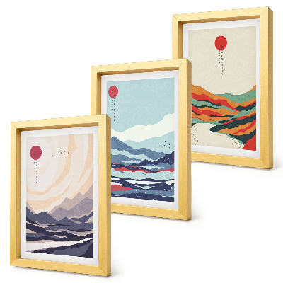 Posterpaket Japanska abstrakta bergslandskap