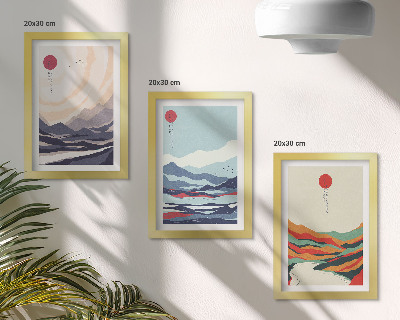 Posterpaket Japanska abstrakta bergslandskap