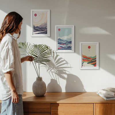 Posterpaket Japanska abstrakta bergslandskap