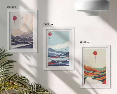Posterpaket Japanska abstrakta bergslandskap