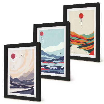 Posterpaket Japanska abstrakta bergslandskap