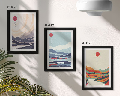 Posterpaket Japanska abstrakta bergslandskap