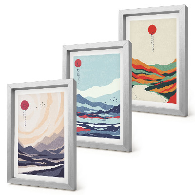 Posterpaket Japanska abstrakta bergslandskap