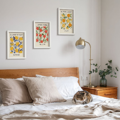 Triptyk tavla med ram Blomsteraffischer i London, Milano och Paris