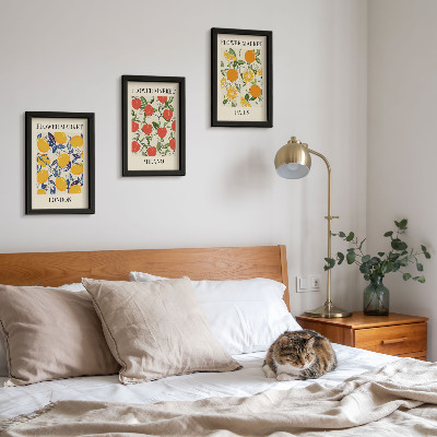 Triptyk tavla med ram Blomsteraffischer i London, Milano och Paris