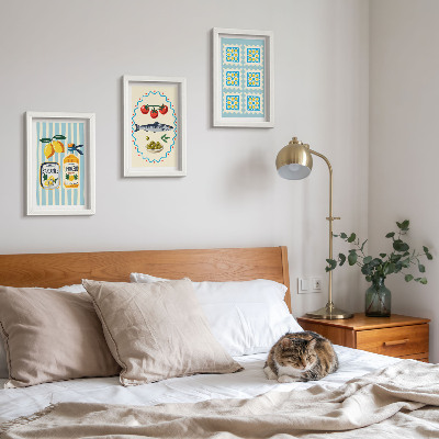 Tavelvägg med 3 tavlor Illustrationer i medelhavsstil i kök