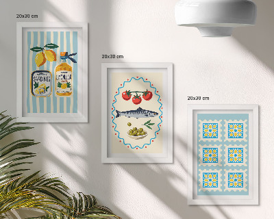 Tavelvägg med 3 tavlor Illustrationer i medelhavsstil i kök